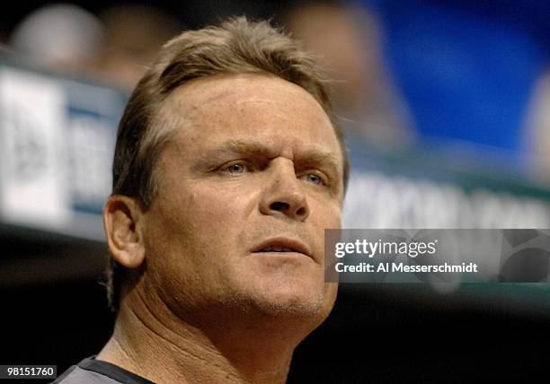 Toronto Blue Jays manager John Gibbons questions a call against the Tampa Bay Devil Rays April 7, 2007 in St. Petersburg. The Jays defeated the Rays...