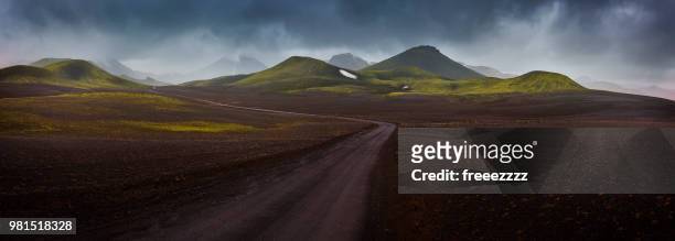 volcanoes and bare plains. - iceland landscape stock-fotos und bilder