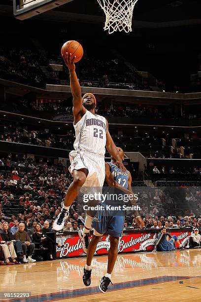 Ronald "Flip" Murray of the Charlotte Bobcats lays up a shot against the Washington Wizards during the game on February 9, 2010 at the Time Warner...