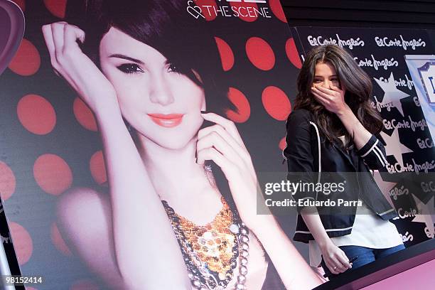 Singer Selena Gomez signs autographs during the photocall for her new album 'Kiss & tell'' at the El Corte Ingles mall on March 30, 2010 in Madrid,...