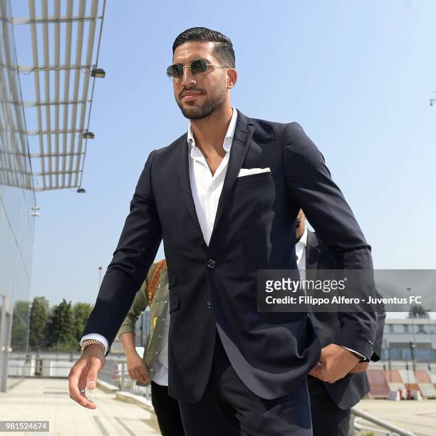 New Juventus signing Emre Can arrives in Turin on June 21, 2018 in Turin, Italy.