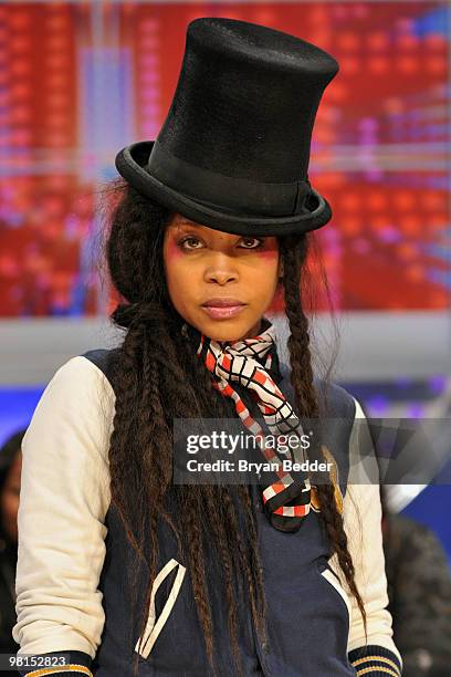 Recording artist Erykah Badu visits BET's "106 & Park" at BET Studios on March 29, 2010 in New York City.