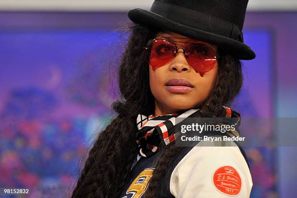 Recording artist Erykah Badu visits BET's "106 & Park" at BET Studios on March 29, 2010 in New York City.