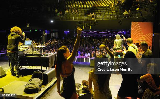 Performs during Bacardi's official concert after party for the Black Eyed Peas at Club Nokia on March 29, 2010 in Los Angeles, California.