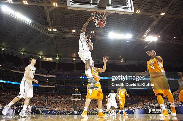 Playoffs: Michigan State Durrell Summers in action, dunk vs Tennessee. St. Louis, MO 3/28/2010 CREDIT: David E. Klutho