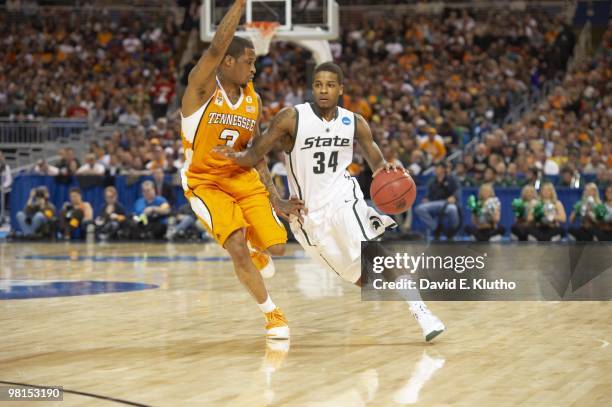 Playoffs: Michigan State Korie Lucious in action vs Tennessee. St. Louis, MO 3/28/2010 CREDIT: David E. Klutho