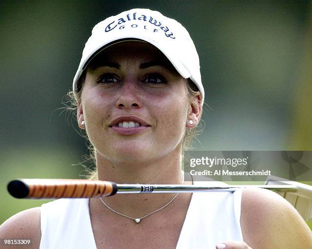 Kelli Kuehne of Dallas waits on a putt on the 16th green at the LPGA Jamie Farr Kroger Classic August 11, 2003 in Sylvania, Ohio.