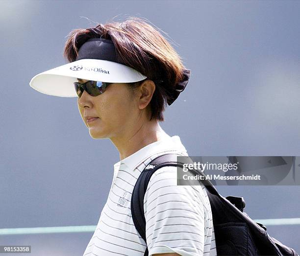 Bo Wie, mother of 13-year-old golfer Michelle Wie, watches play at the 13th hole of the LPGA Jamie Farr Kroger Classic August 15, 2003 in Sylvania,...