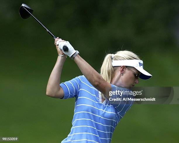 Carin Koch of Swenden sets to drive on the 6th tee at the LPGA Jamie Farr Kroger Classic August 15, 2003 in Sylvania, Ohio.
