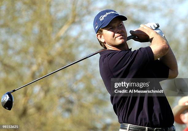 Retief Goosen tees off on the sixth hole during first round competition January 29, 2004 at the 2004 FBR Open at the Tournament Players Club at...