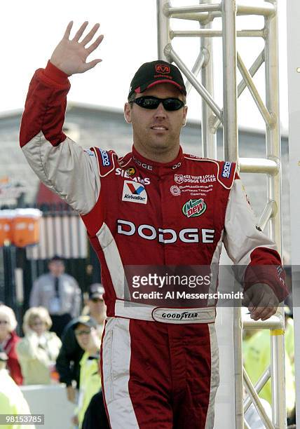 Jeremy Mayfield greets fans before the Subway 400, NASCAR race, February 22, 2004 at North Carolina Speedway, Rockingham, North Carolina.
