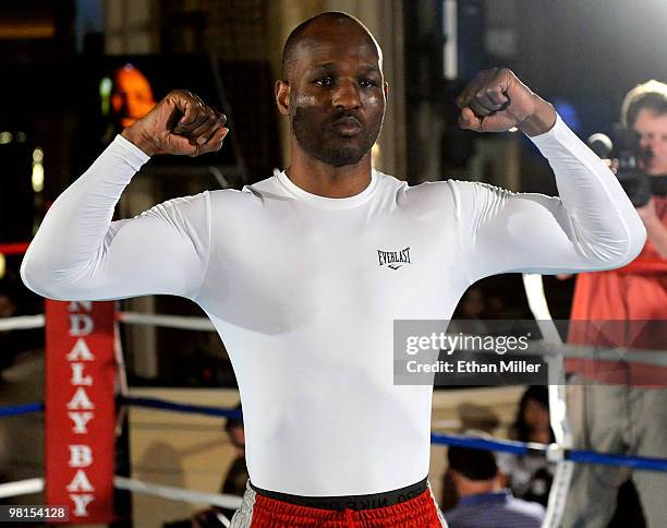 Boxer Bernard Hopkins poses as he works out at the Mandalay Bay Resort & Casino March 30, 2010 in Las Vegas, Nevada. Hopkins will face Roy Jones Jr....