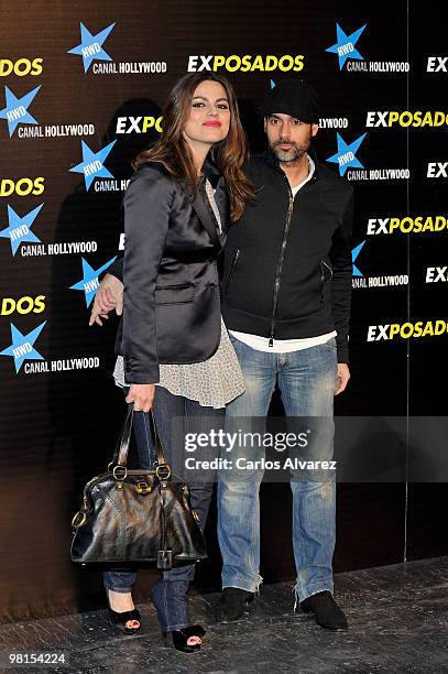 Spanish model Marisa Jara and husband Chente Escribano attend "Exposados" premiere at the Callao cinema on March 30, 2010 in Madrid, Spain.