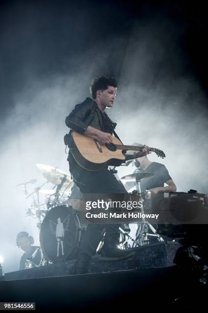 Danny O'Donoghue, Glenn Power of the Script performing on the main stage at Seaclose Park on June 22, 2018 in Newport, Isle of Wight.