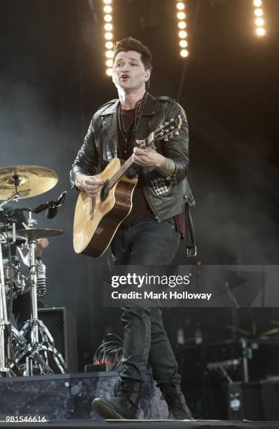 Danny O'Donoghue of the Script performing on the main stage at Seaclose Park on June 22, 2018 in Newport, Isle of Wight.