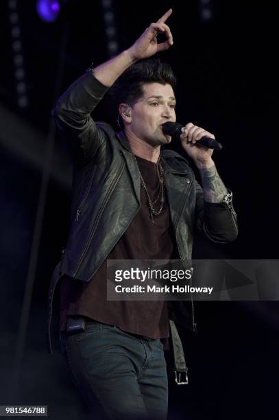 Danny O'Donoghue of the Script performing on the main stage at Seaclose Park on June 22, 2018 in Newport, Isle of Wight.