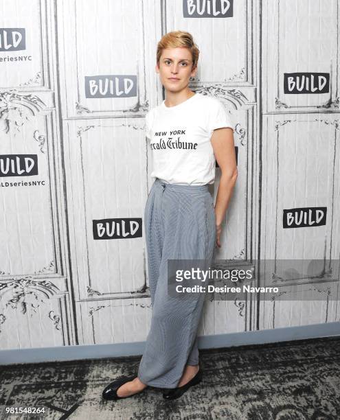 Actress Denise Gough visits Build Series to discuss 'Angels in America' at Build Studio on June 22, 2018 in New York City.