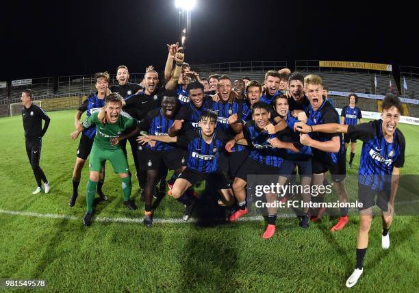 Team of FC Internazionale celebrate the victory after the U16 Serie A and B Final match between FC Internazionale and Juventus FC at Stadio Bruno...