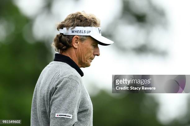 Bernhard Langer of Germany walks off the second tee box during the first round of the American Family Insurance Championship at University Ridge Golf...