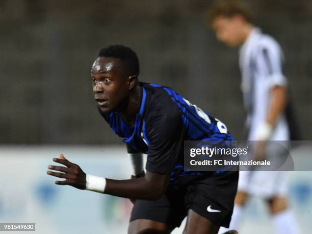 Buba Skho of FC Internazionale celebrates after scoring goal 2-1 during the U16 Serie A and B Final match between FC Internazionale and Juventus FC...