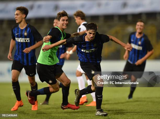Gaetano Oristano of FC Internazionale celebrates after scoring goal 3-1 during the U16 Serie A and B Final match between FC Internazionale and...