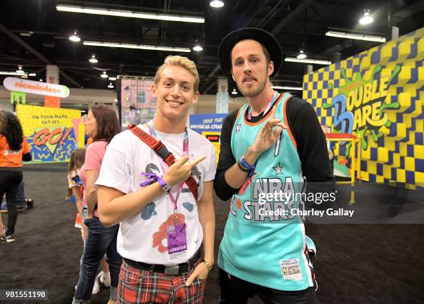 YouTube personalities Josh Killacky and David Moore at Nickelodeon's booth at 2018 VidCon at Anaheim Convention Center on June 22, 2018 in Anaheim,...