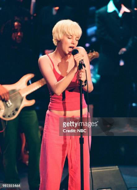 Episode 1608 -- Pictured: Musical guest Bijou Phillips performing on May 19, 1999 --