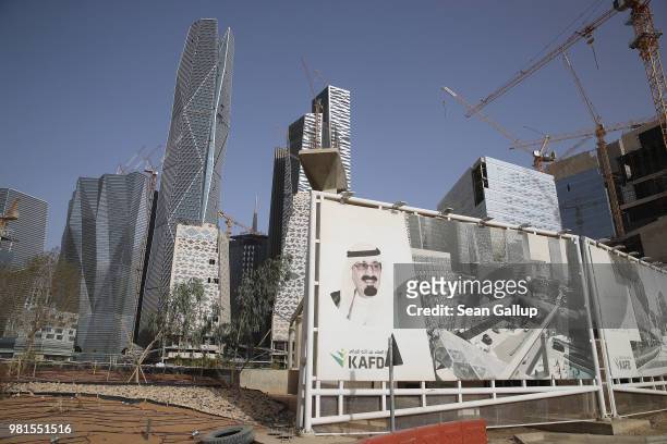 Office buildings in various stages of construction completion stand at the King Abdullah Financial District on June 20, 2018 in Riyadh, Saudi Arabia....