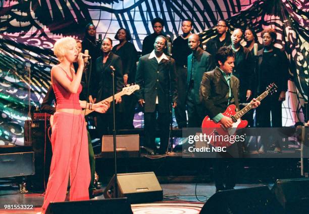 Episode 1608 -- Pictured: Musical guest Bijou Phillips performing on May 19, 1999 --