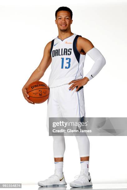 Draft Pick Jalen Brunson poses for a portrait at the Post NBA Draft press conference on June 22, 2018 at the American Airlines Center in Dallas,...