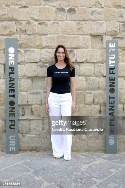 Anne de Carbuccia attends One Planet One Future Cocktail Party on June 22, 2018 in Naples, Italy.