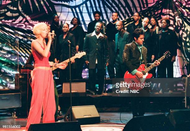 Episode 1608 -- Pictured: Musical guest Bijou Phillips performing on May 19, 1999 --