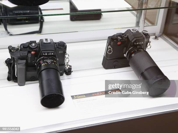 Leica cameras on display during Julien's Auctions Jerry Lewis estate auction at Planet Hollywood Resort & Casino on June 22, 2018 in Las Vegas,...