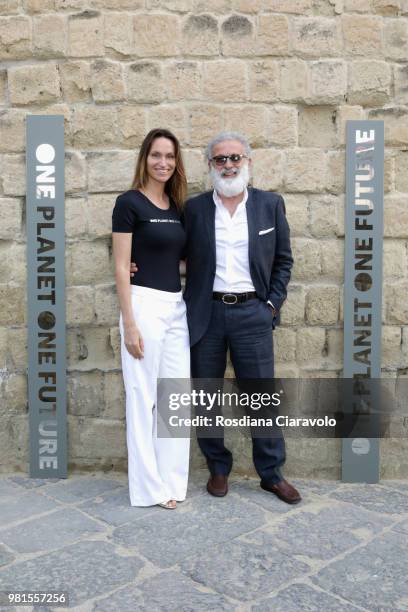 Anne de Carbuccia and Cesare Mari attend One Planet One Future Cocktail Party on June 22, 2018 in Naples, Italy.