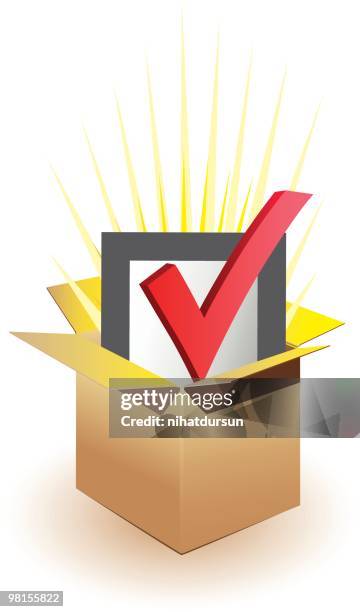 stockillustraties, clipart, cartoons en iconen met check mark with box - nihatdursun