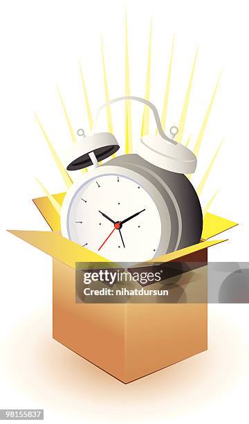 stockillustraties, clipart, cartoons en iconen met illustration of a clock pumping out from box - nihatdursun