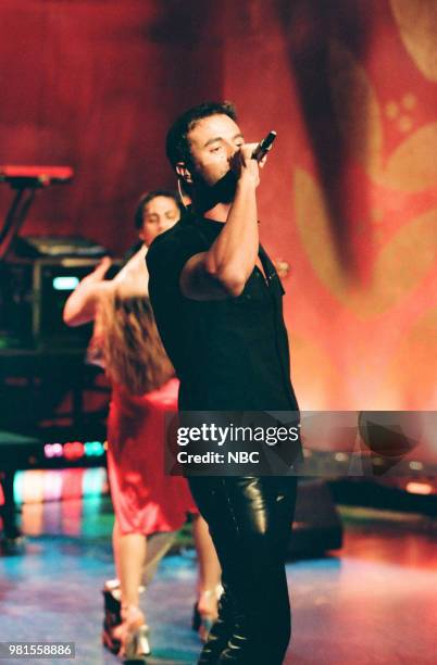 Episode 1622 -- Pictured: Musical guest Enrique Iglesias performing on June 09, 1999 --