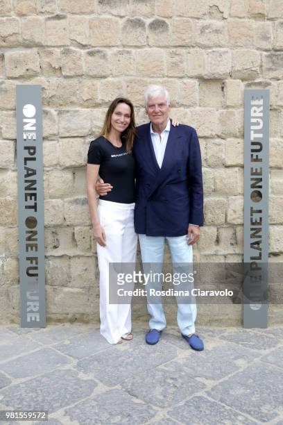 Anne de Carbuccia and Francesco Colombo attend One Planet One Future Cocktail Party on June 22, 2018 in Naples, Italy.