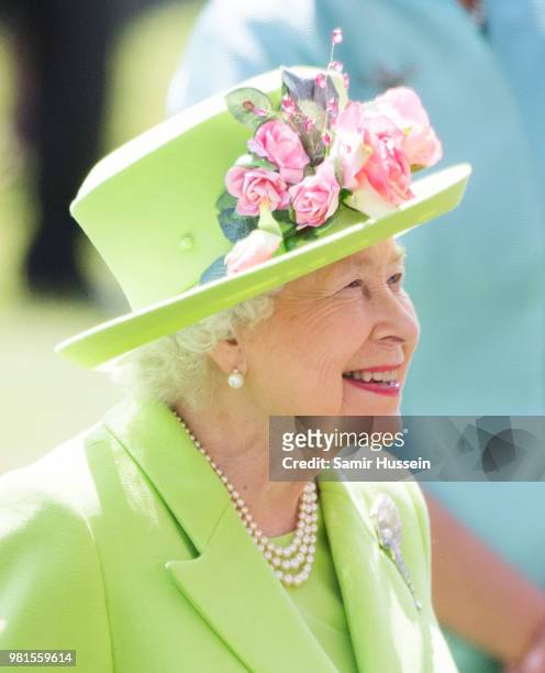 Queen Elizabeth II attends Royal Ascot Day 4 at Ascot Racecourse on June 22, 2018 in Ascot, United Kingdom.