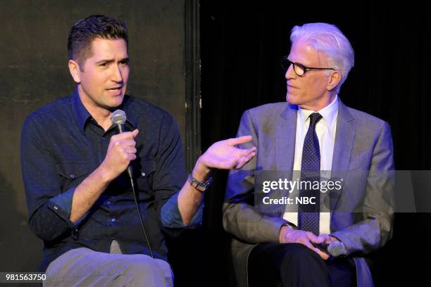 Pictured: Drew Goddard, Executive Producer; Ted Danson at UCB Sunset Theatre on June 19, 2018 --