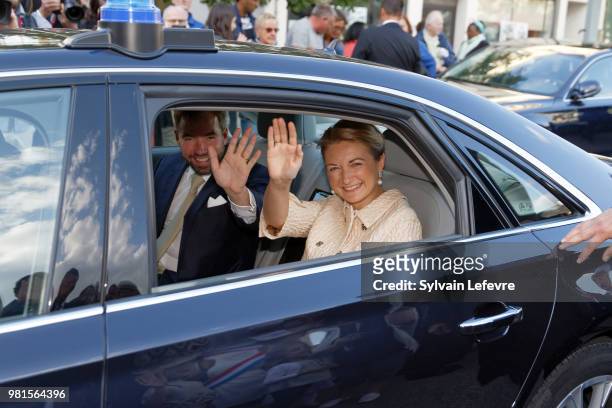 Grand-Duc Heritier Guillaume and Grande-Duchesse Heritiere Stephanie of Luxembourg visit Esch-sur-Alzette for National Day on June 22, 2018 in...