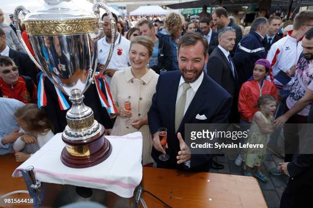 Prince Guillaume of Luxembourg and Princess Stephanie of Luxembourg visit Esch-sur-Alzette for National Day on June 22, 2018 in Luxembourg,...