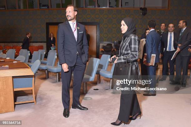 Crown Prince Haakon of Norway visits The United Nations Security Council during Norway's campaign launch for an elected seat in The UN Security...