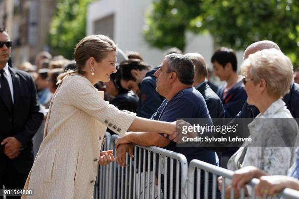 Grande-Duchesse Heritiere Stephanie of Luxembourg visits Esch-sur-Alzette for National Day on June 22, 2018 in Luxembourg, Luxembourg.