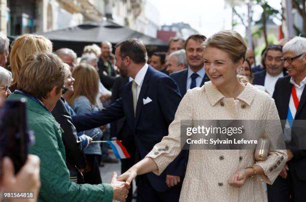 Grande-Duchesse Heritiere Stephanie of Luxembourg visits Esch-sur-Alzette for National Day on June 22, 2018 in Luxembourg, Luxembourg.