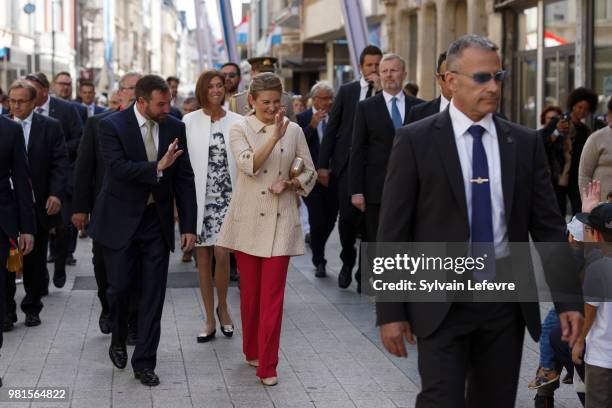 Grand-Duc Heritier Guillaume and Grande-Duchesse Heritiere Stephanie of Luxembourg visit Esch-sur-Alzette for National Day on June 22, 2018 in...