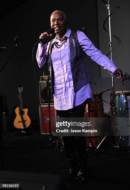 Singer Angelique Kidjo performs at the Apple Store Soho on March 30, 2010 in New York City.