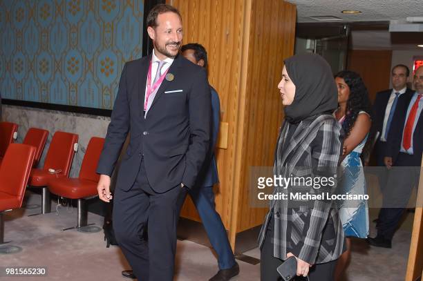 Crown Prince Haakon of Norway visits The United Nations Security Council during Norway's campaign launch for an elected seat in The UN Security...