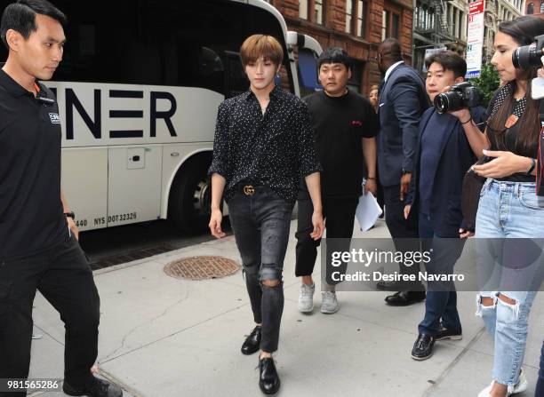 Band member Taeyong visits Build Series to discuss KCON at Build Studio on June 22, 2018 in New York City.