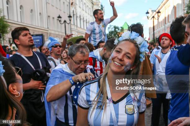 Argentina fans watching the Argentina vs Croatia match in the fan zone. The FIFA World Cup 2018 is the 21st FIFA World Cup which starts on 14 June...